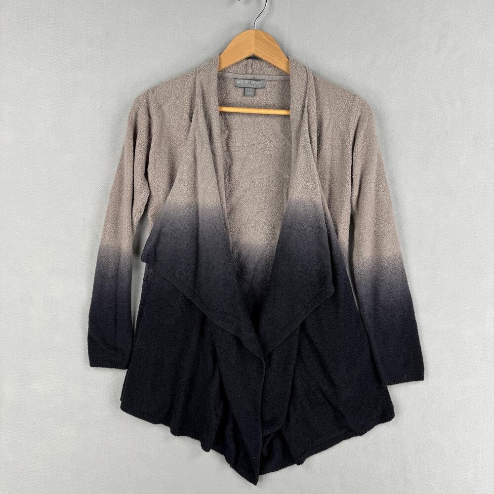 Barefoot Dreams Ombre Open-Front Cardigan in Taupe to Charcoal